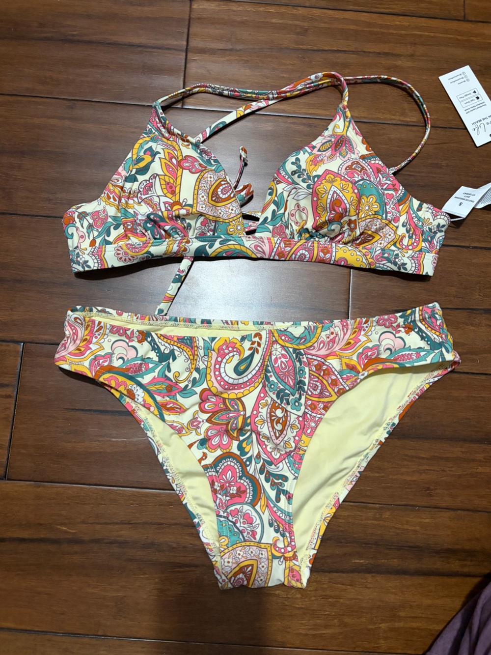 Cupshe Yellow Multicolor Paisley Bikini Set
